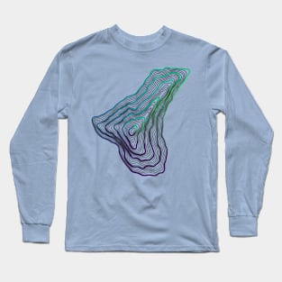 Contour map of Mount Everest purple and green Long Sleeve T-Shirt